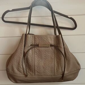 Calvin Klein 2012 Limited Edition KORA Leather Tote Tan Cinch Tote Shoulder Bag